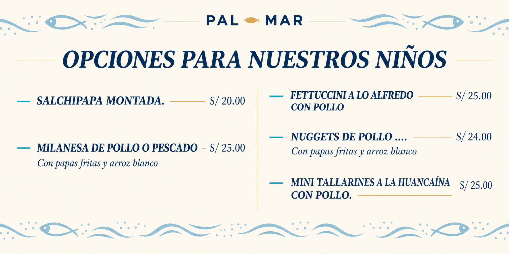 Menú Infantil Náutico PalMar